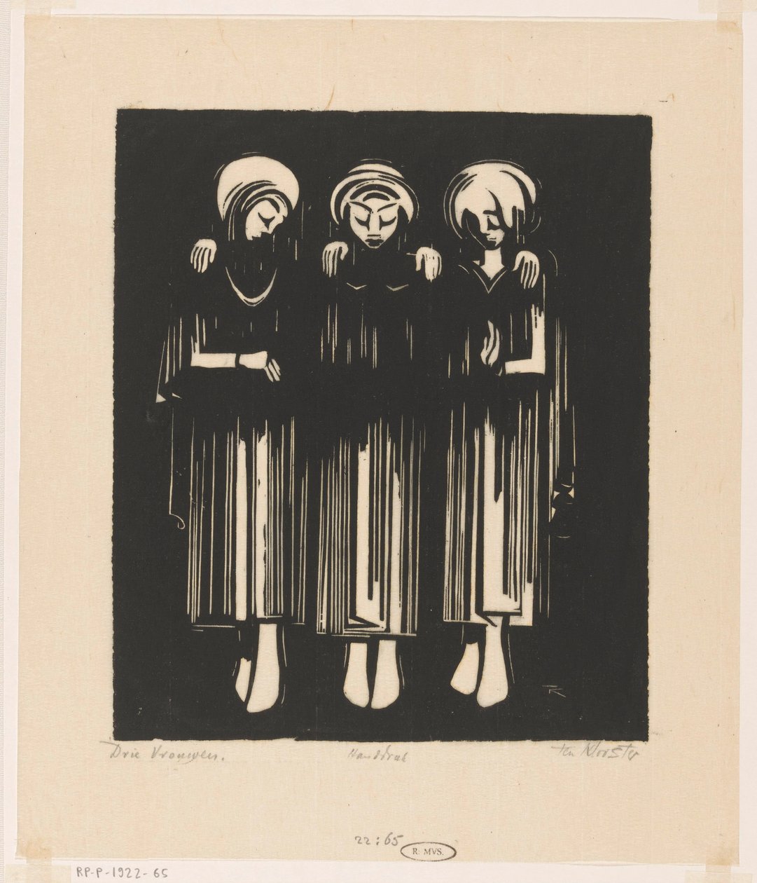 Tre kvinnor (originaltitel på objektet) av Johannes Frederik Engelbert ten Klooster (signed by artist)