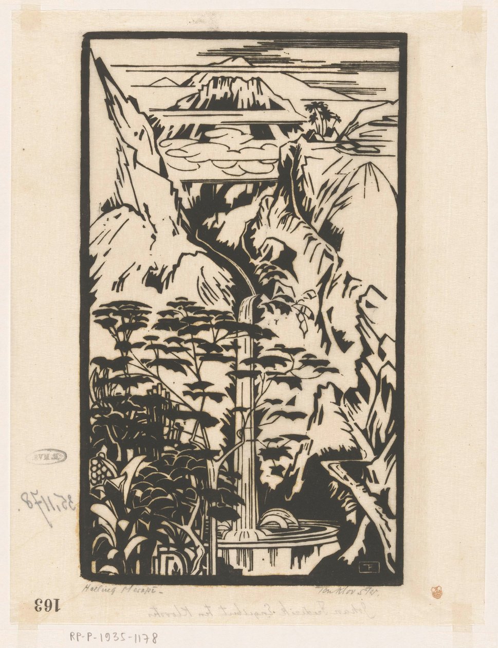 Helling Merapi (originaltitel på objekt) av Johannes Frederik Engelbert ten Klooster (signed by artist)