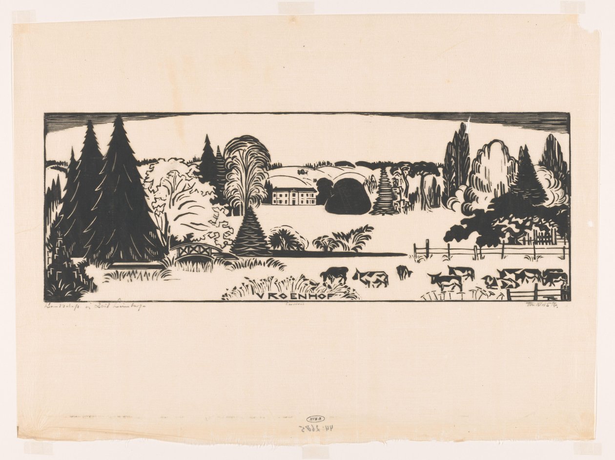 Landskap i södra Limburg (originaltitel på objekt) Vroenhof (titel på objekt) av Johannes Frederik Engelbert ten Klooster (signed by artist)
