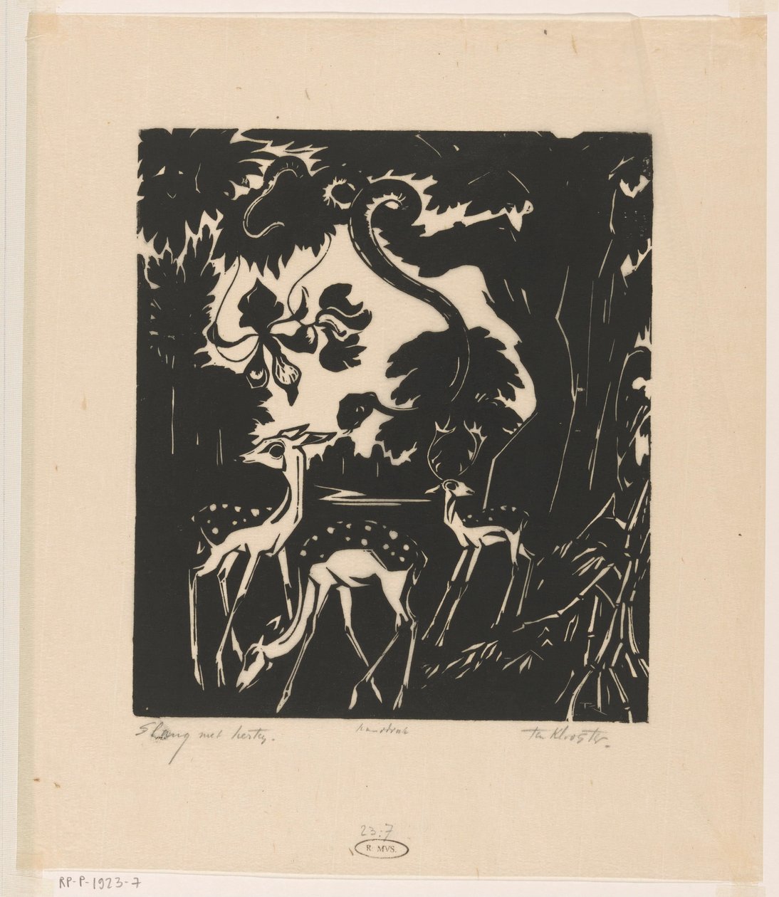 Orm med rådjur (originaltitel på objekt) av Johannes Frederik Engelbert ten Klooster (signed by artist)