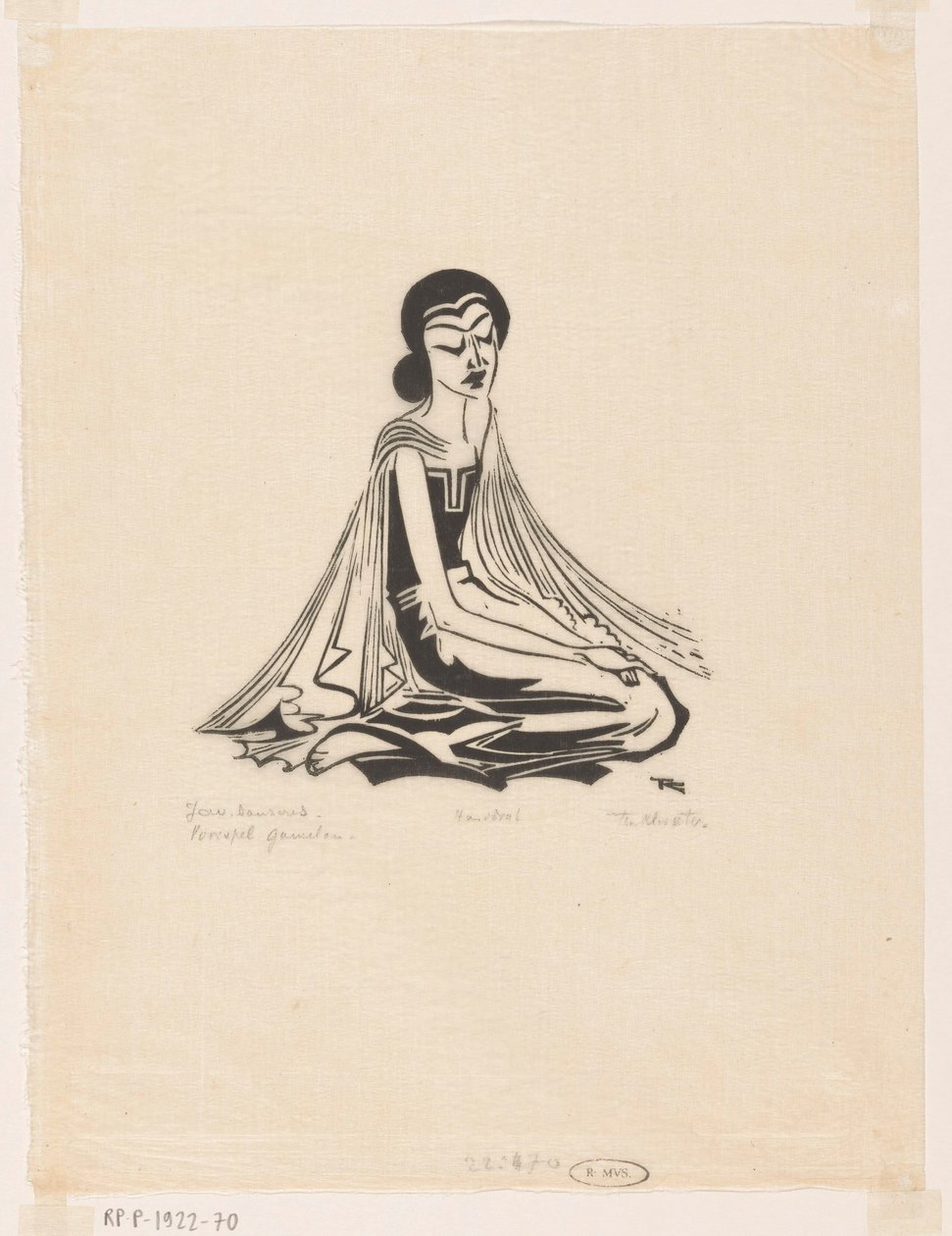 Förutsäg gamelan (originaltitel på objekt) Javanesisk dansare (original serietitel på objekt) av Johannes Frederik Engelbert ten Klooster (signed by artist)