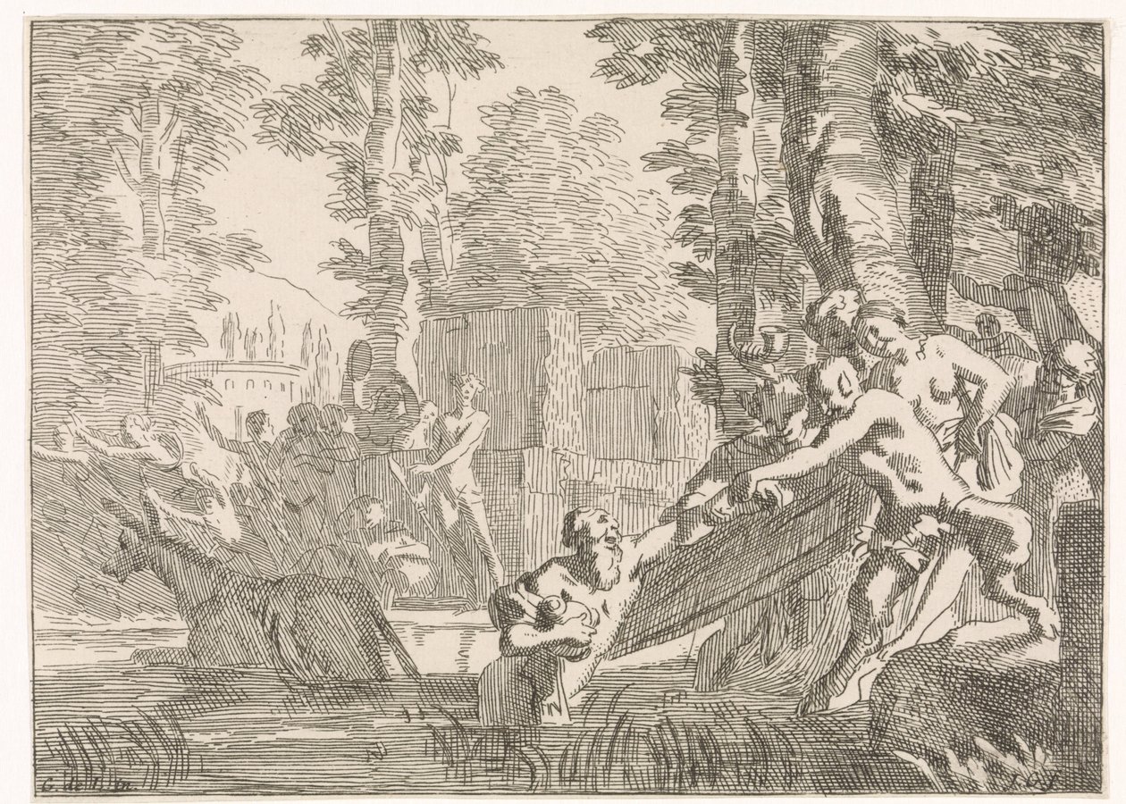 Silenus dras upp ur vattnet Mytologiska och allegoriska representationer (serietitel) av Johannes Glauber