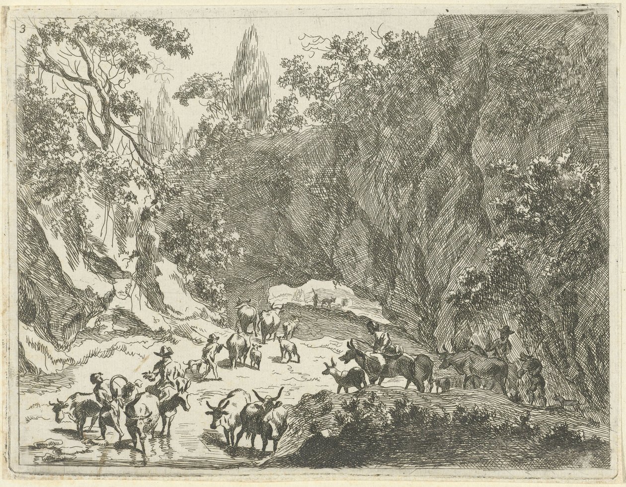 Bergslandskap med herdar och boskap Landskap med herdar och boskap (serietitel) av Johannes Gronsveld