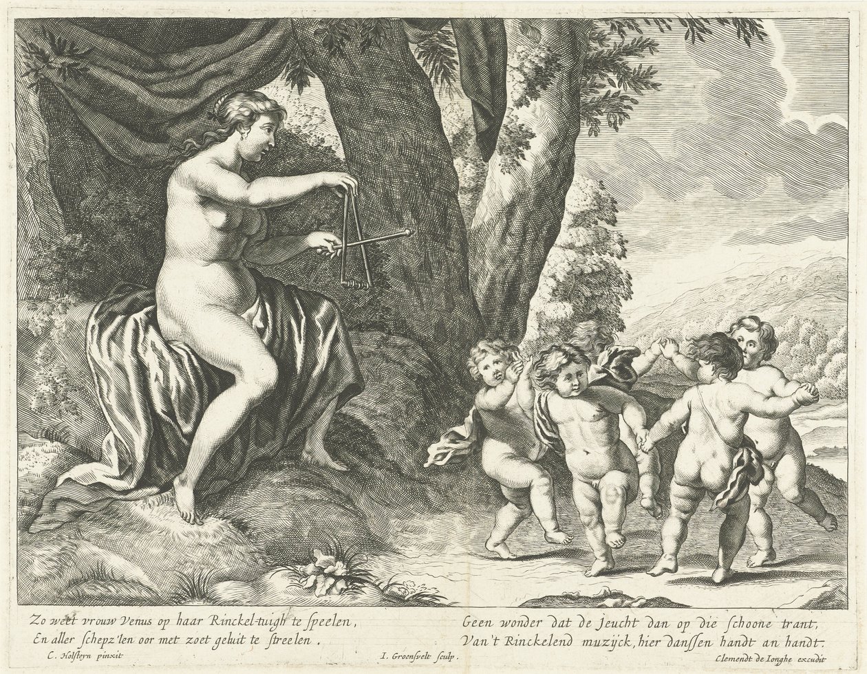Venus en dansande putti av Johannes Gronsveld