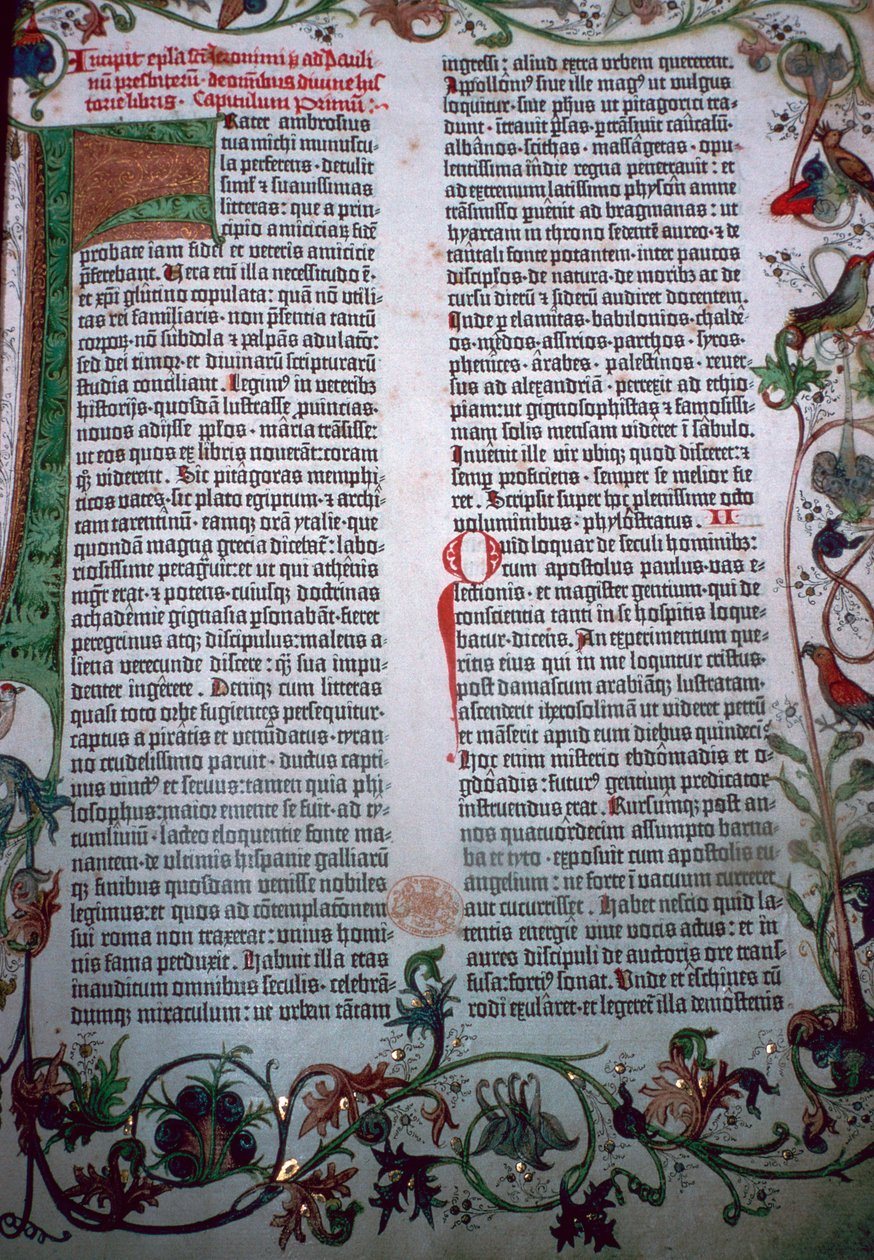 En sida ur Gutenbergbibeln, 1400-talet av Johannes Gutenberg