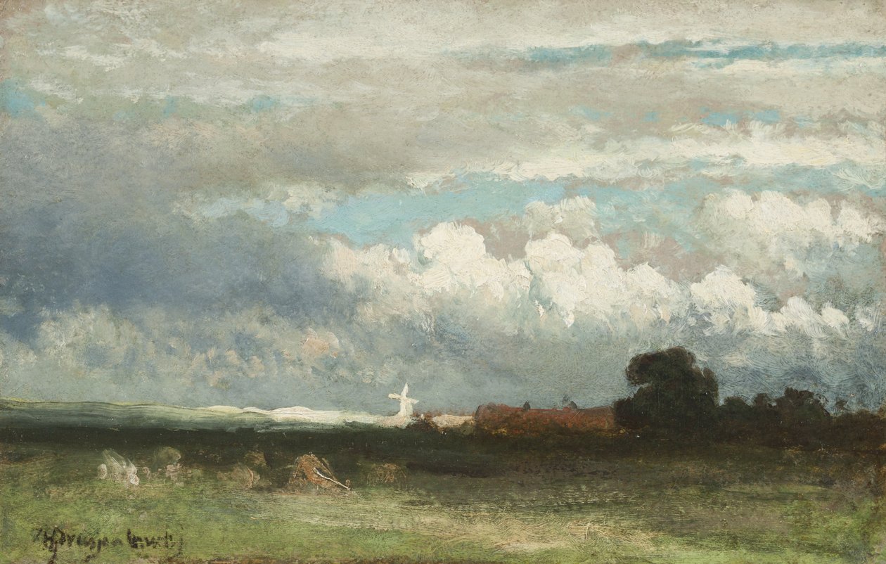 En solbelyst väderkvarn i sanddynerna nära Haag av Johannes Hendrik Weissenbruch
