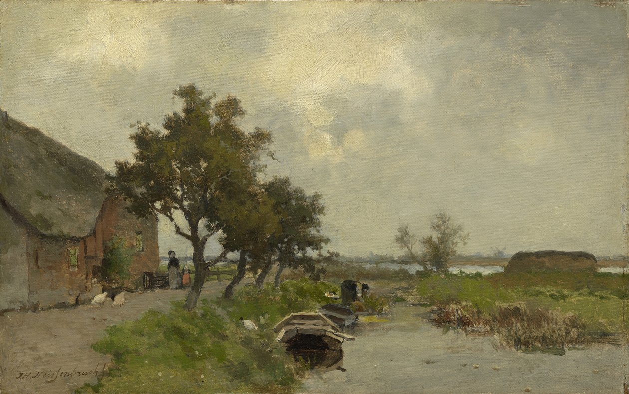 Tvätta kläder, ca 1850-80 av Johannes Hendrik Weissenbruch