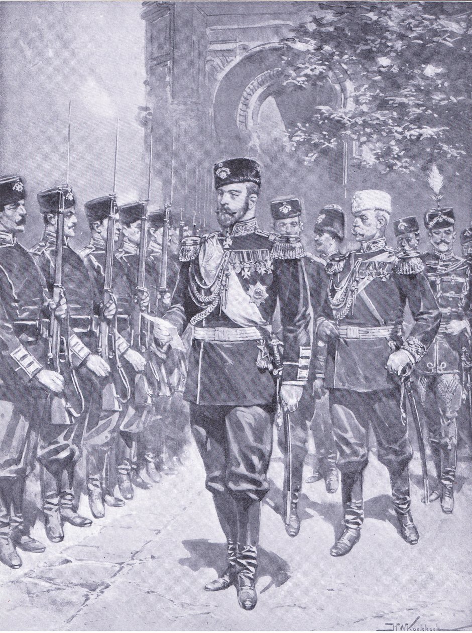 His Imperial Majesty the Tzar, illustration från Cassells History of the Russian-Japanese War Vol 1, c.1900 av Johannes Hermann Barend Koekkoek