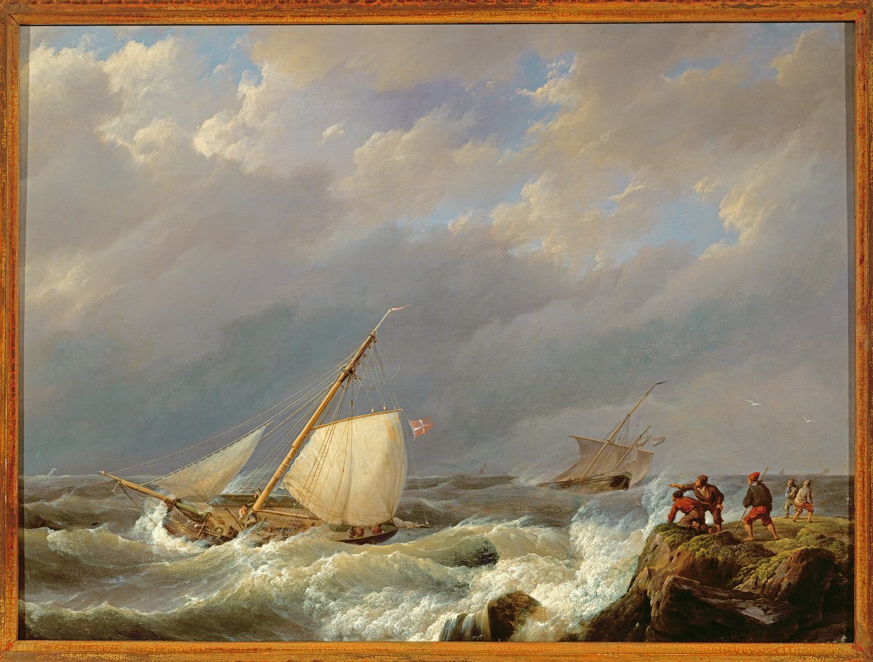 Fartyg på en Lee Shore i en stormvind, 1844 av Johannes Hermann Barend Koekkoek