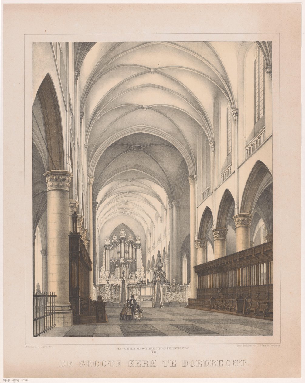 Interiör av Grote Kerk i Dordrecht Stora kyrkan i Dordrecht (titel på objekt) av Johannes Hermanus van der Heijden