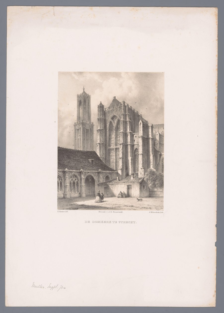Utsikt över Domkerk och Domtoren i Utrecht Domkyrkan i Utrecht (titel på objekt) Holländsk stads- och hamnvy efter teckningar av Everhardus Koster (serietitel) E. Kosters skissbok: Dutch City and Harbour Views (serietitel) av Johannes Hilverdink
