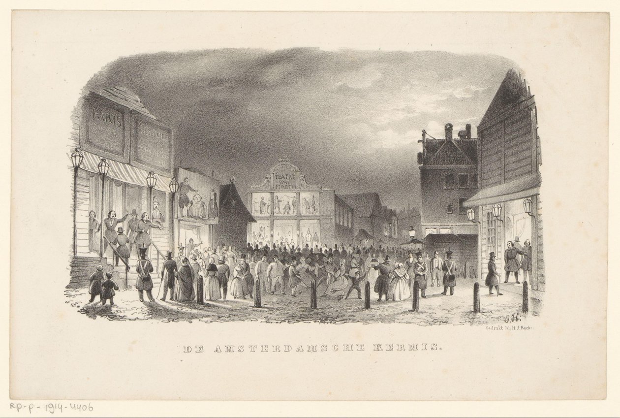 Mässa på Botermarkt i Amsterdam Amsterdammässan (titel på objekt) av Johannes Hilverdink