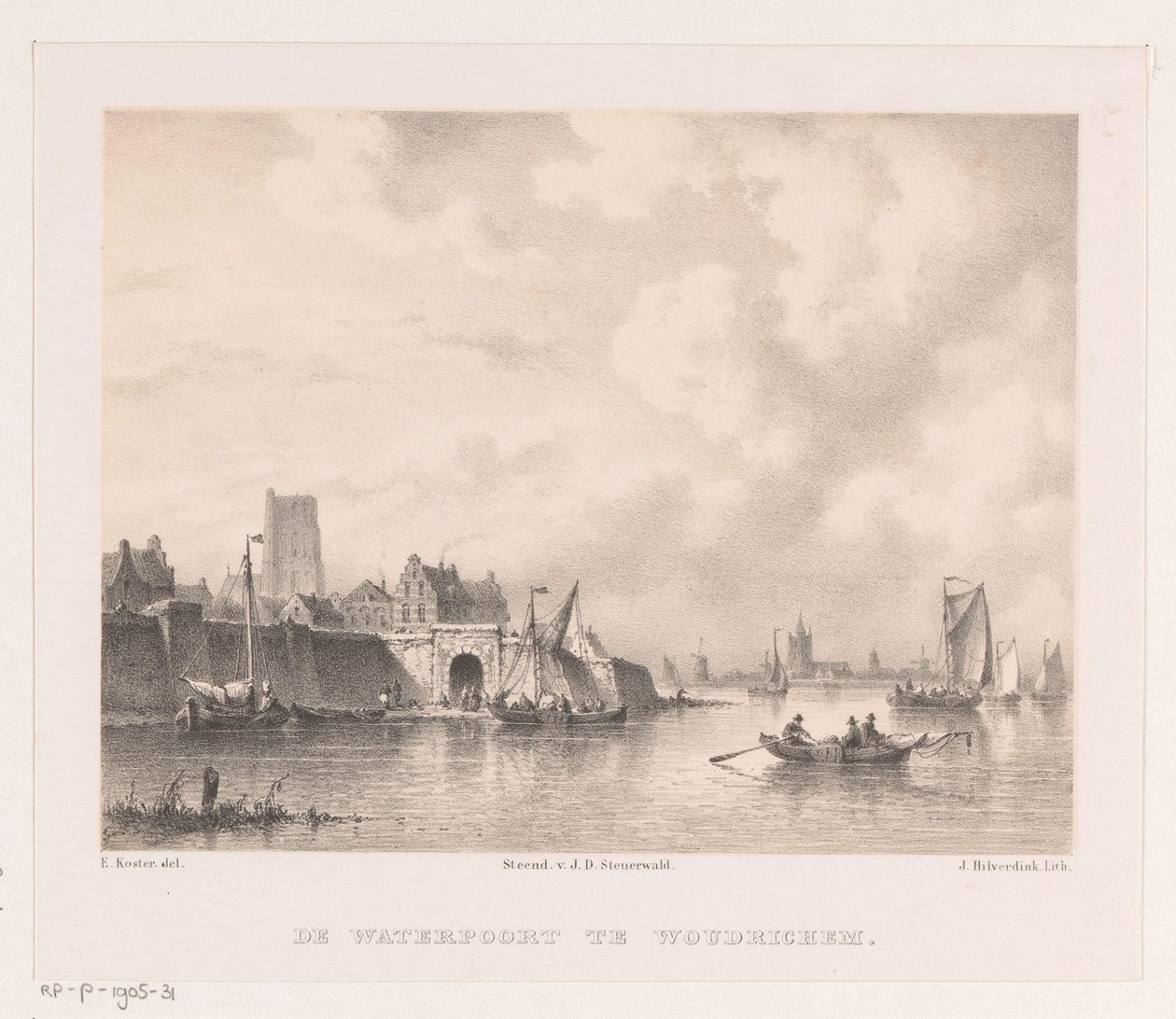 Water Gate i Woudrichem The Waterpoort i Woudrichem (titel på objekt) av Johannes Hilverdink