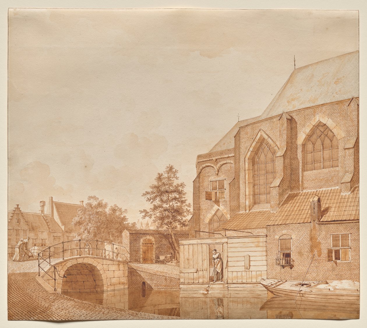 Utsikt över den nya kyrkan, Delft av Johannes Huibert Prins