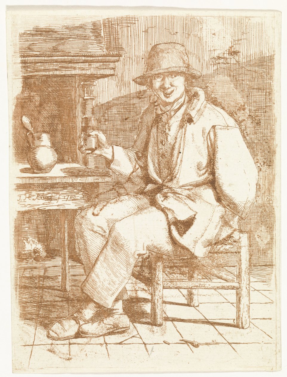 Leende man med glas i handen av Johannes Huibert Prins