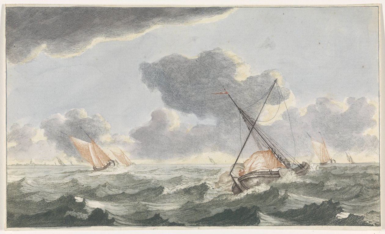 Strykning av seglet Ships at Sea (serie A) (serietitel) av Johannes Jacobsz van den Aveele (attributed to)