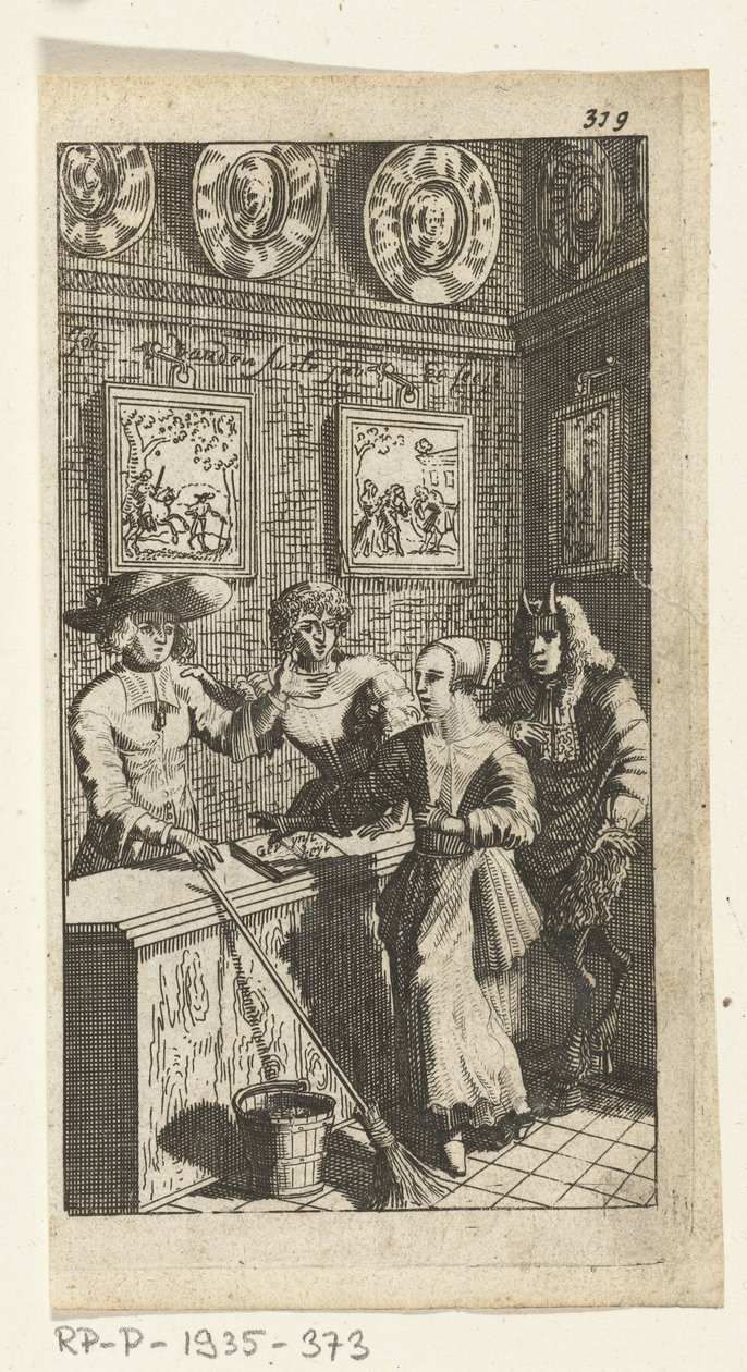 Den falska djävulen Bokillustration för Simon de Vries, Seven Duyvelen som styr och tjänar Hedendaeghsche Dienstmaegden, Amsterdam, 1682 av Johannes Jacobsz van den Aveele