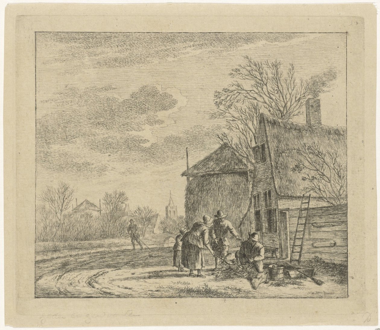 Landskap med gård och slåttergård november De tolv månaderna (serietitel) The Colored Drawings of the 12 Months (...) (serietitel) av Johannes Janson