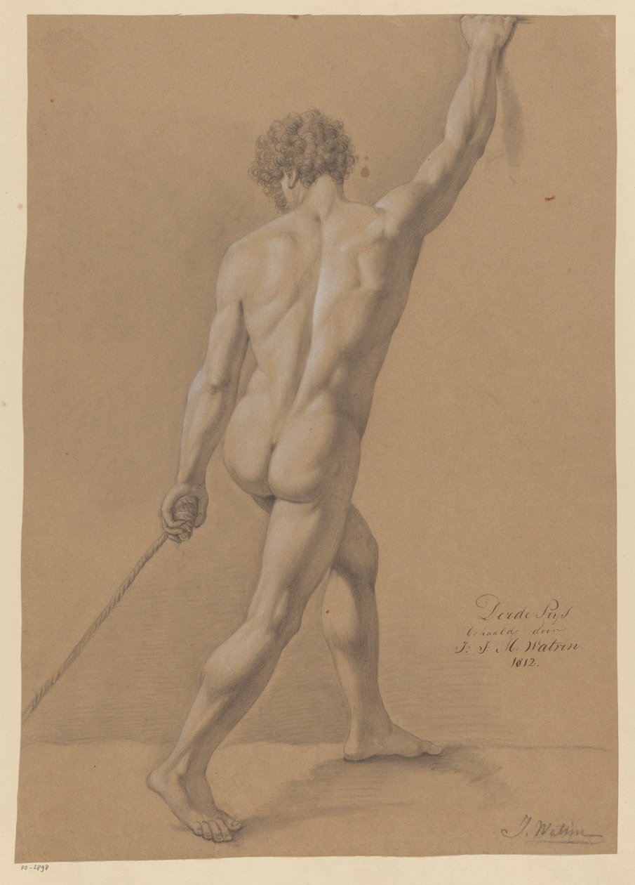 Stående manlig naken, sedd bakifrån (3:e pris 1812) av Johannes Joseph Maria Watrin