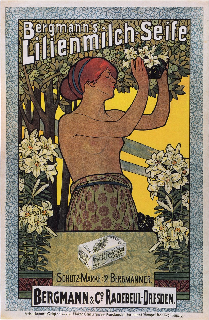 Bergmanns Lilienmilch-tvål, 1896 av Johannes Joseph Vincenz Cissarz