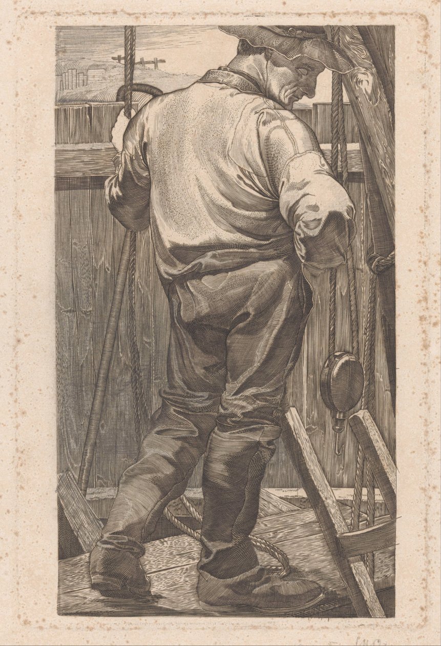 Arbetare vid ett trästaket av Johannes Josephus Aarts (signed by artist)