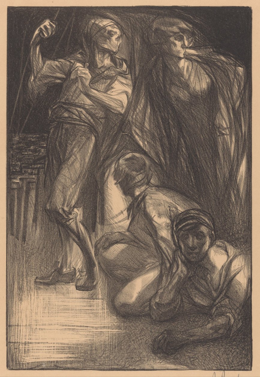 Död med två män och en kvinna av Johannes Josephus Aarts (signed by artist)