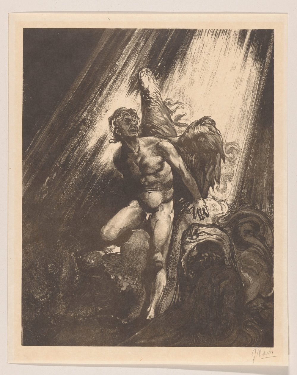 Fallen ängel lutad mot en sten av Johannes Josephus Aarts (signed by artist)