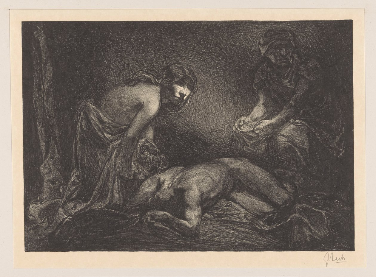 Judith och piga med huvudet och kroppen av Holofernes av Johannes Josephus Aarts (signed by artist)