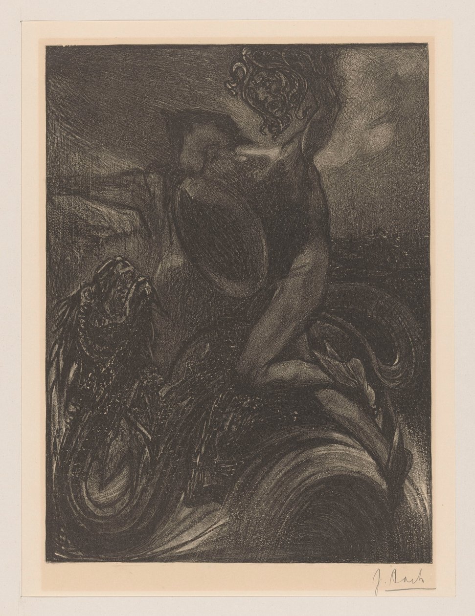 Perseus och sjömonstret av Johannes Josephus Aarts (signed by artist)