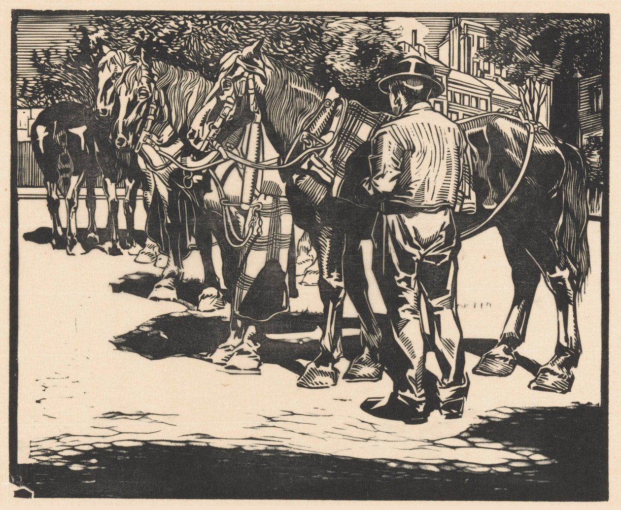 Rida hästar på ett torg av Johannes Josephus Aarts (signed by artist)