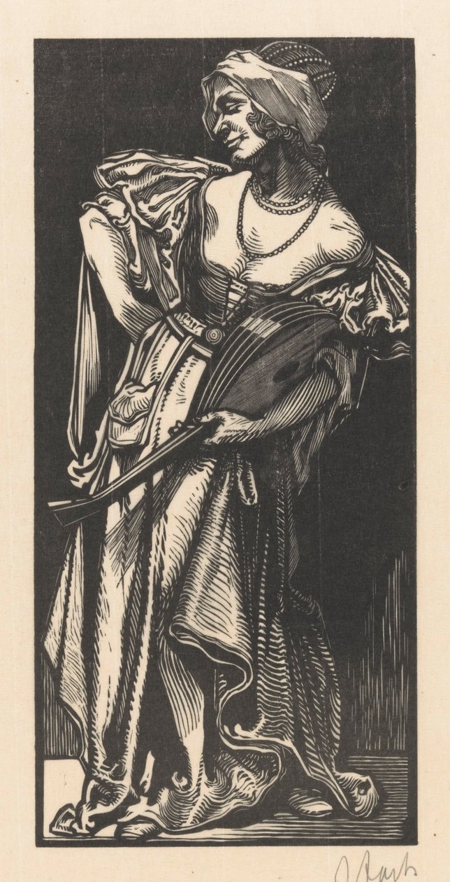 Kvinna med luta av Johannes Josephus Aarts (signed by artist)