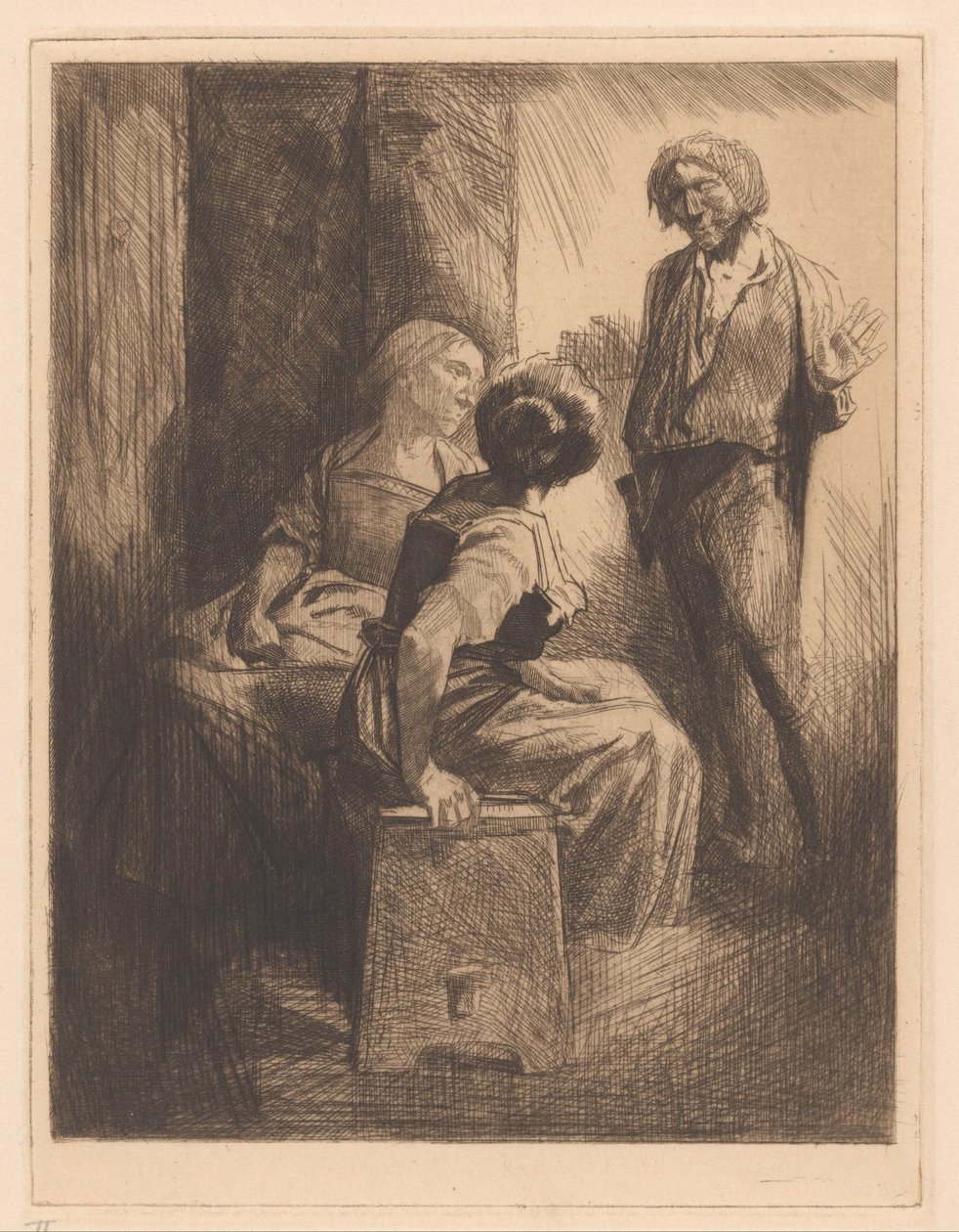 Tre samtalande figurer av Johannes Josephus Aarts