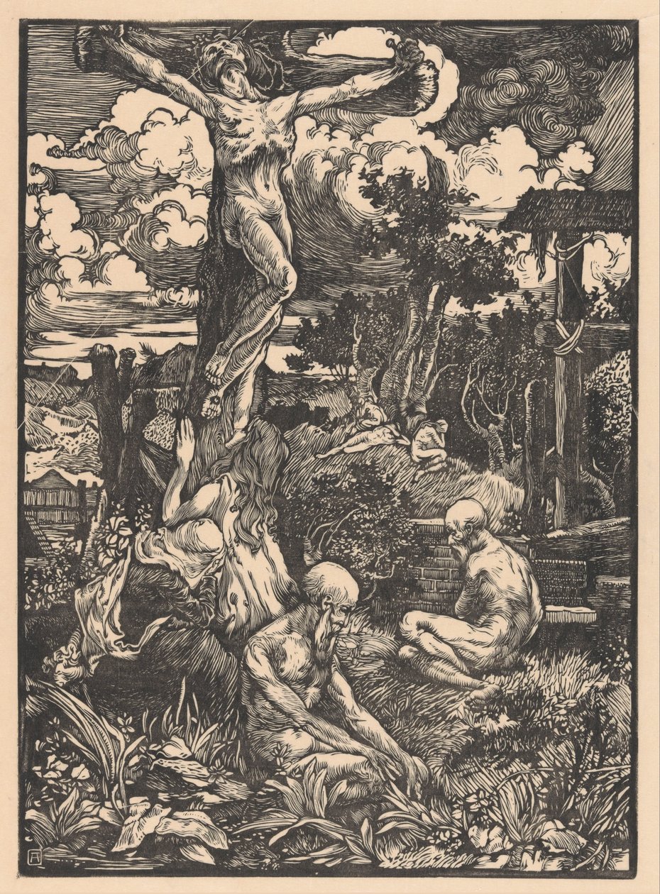 Korsfäst man i kuperat landskap av Johannes Josephus Aarts