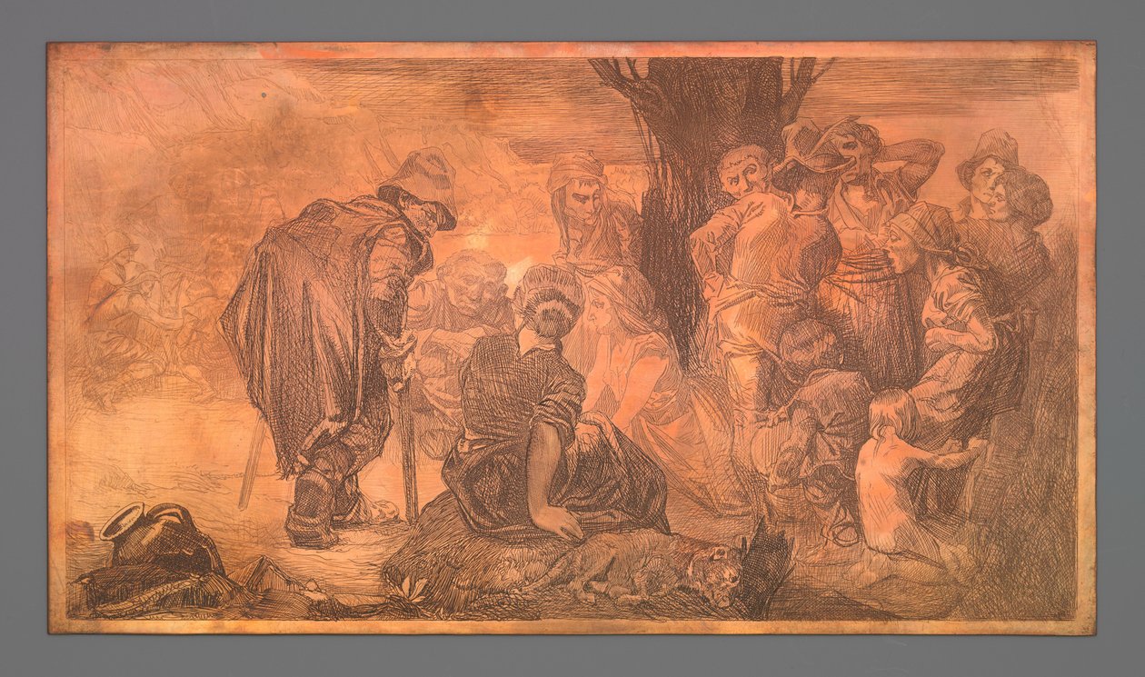 Grupp av män och kvinnor vid trädet av Johannes Josephus Aarts
