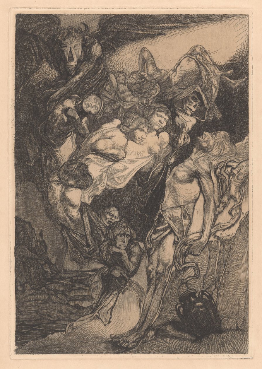 Halvnaken man med monster och fantasivarelser av Johannes Josephus Aarts