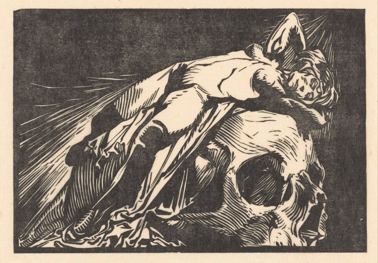 Kvinna liggande på skallen av Johannes Josephus Aarts