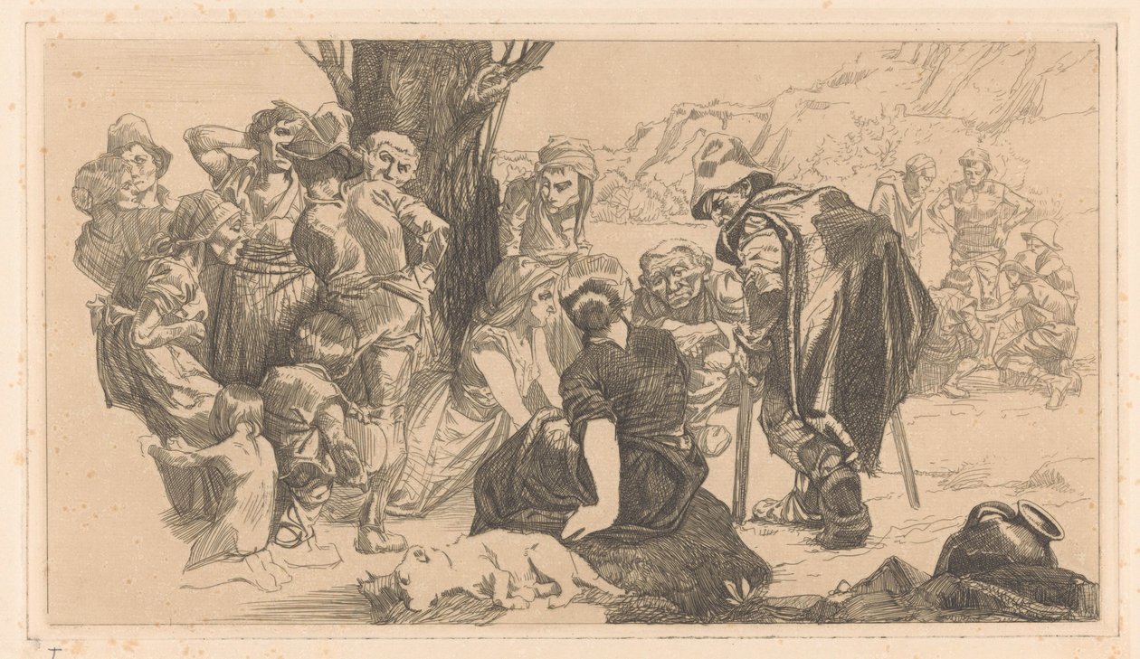 Män, kvinnor och barn vid ett träd av Johannes Josephus Aarts
