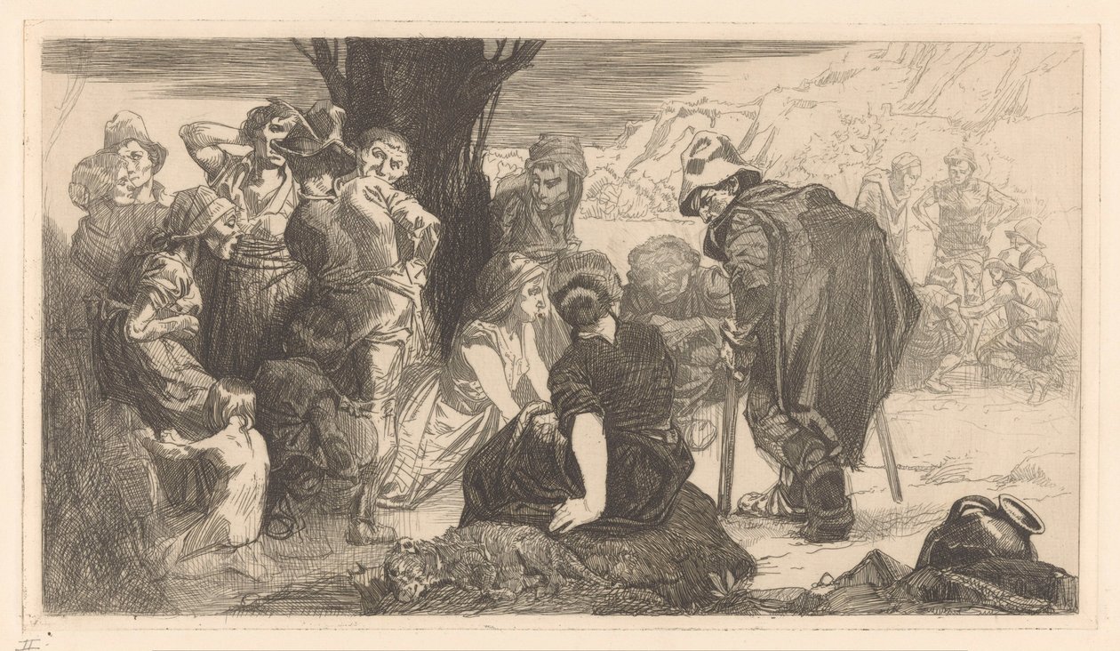 Män, kvinnor och barn vid ett träd av Johannes Josephus Aarts