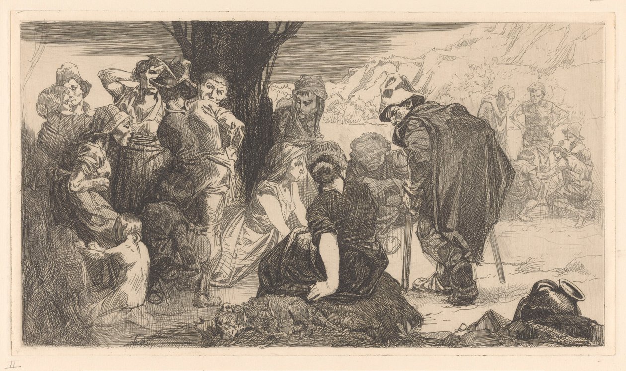 Män, kvinnor och barn vid ett träd av Johannes Josephus Aarts