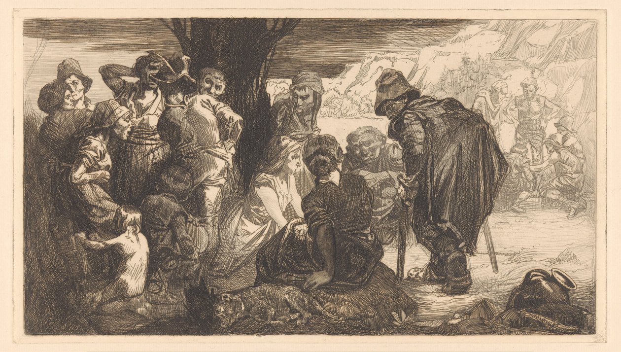 Män, kvinnor och barn vid ett träd av Johannes Josephus Aarts