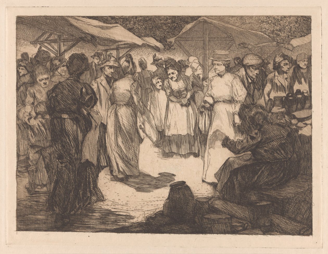 Marknadsscen med män och kvinnor av Johannes Josephus Aarts