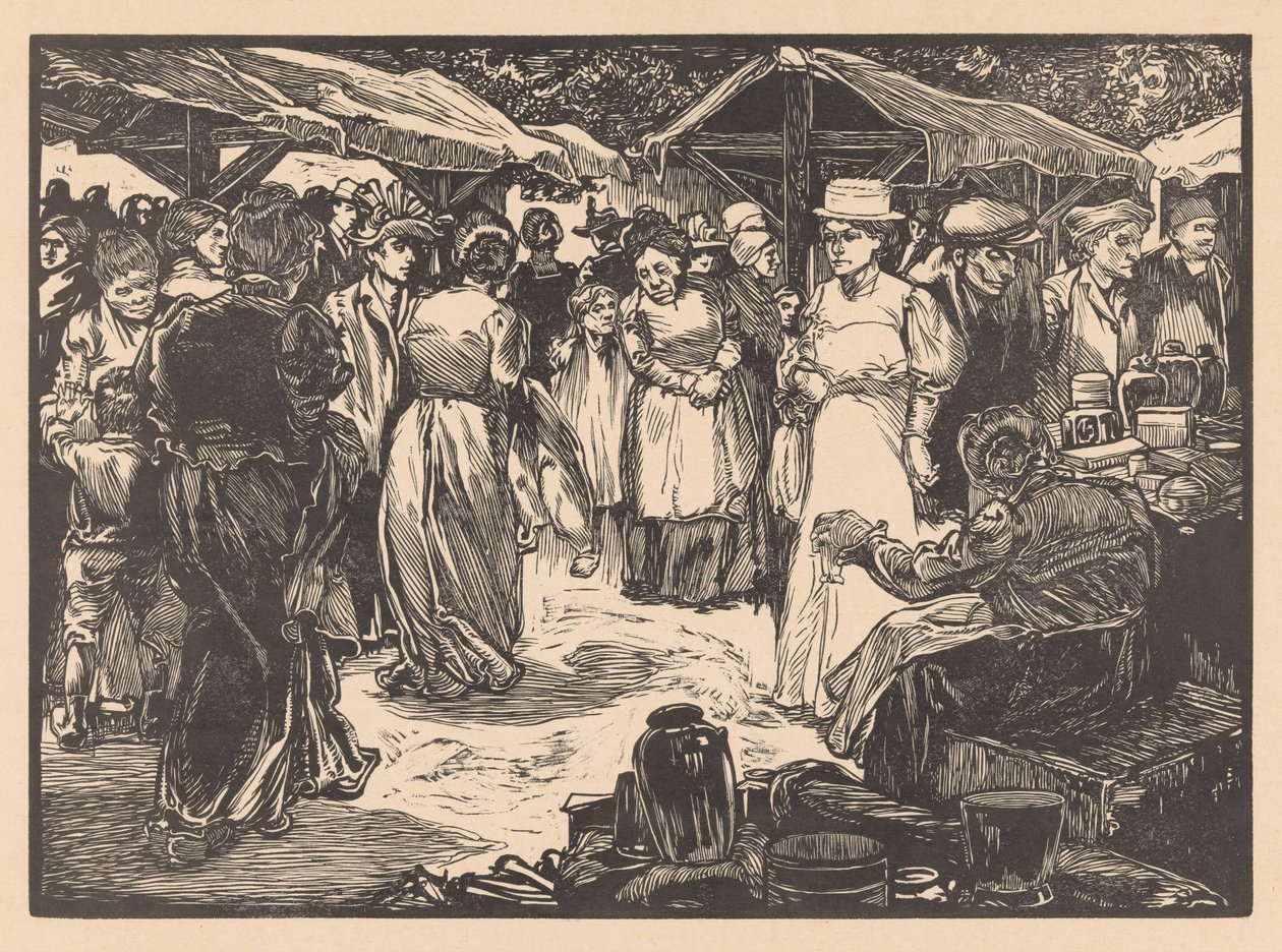 Marknadsscen med män och kvinnor av Johannes Josephus Aarts