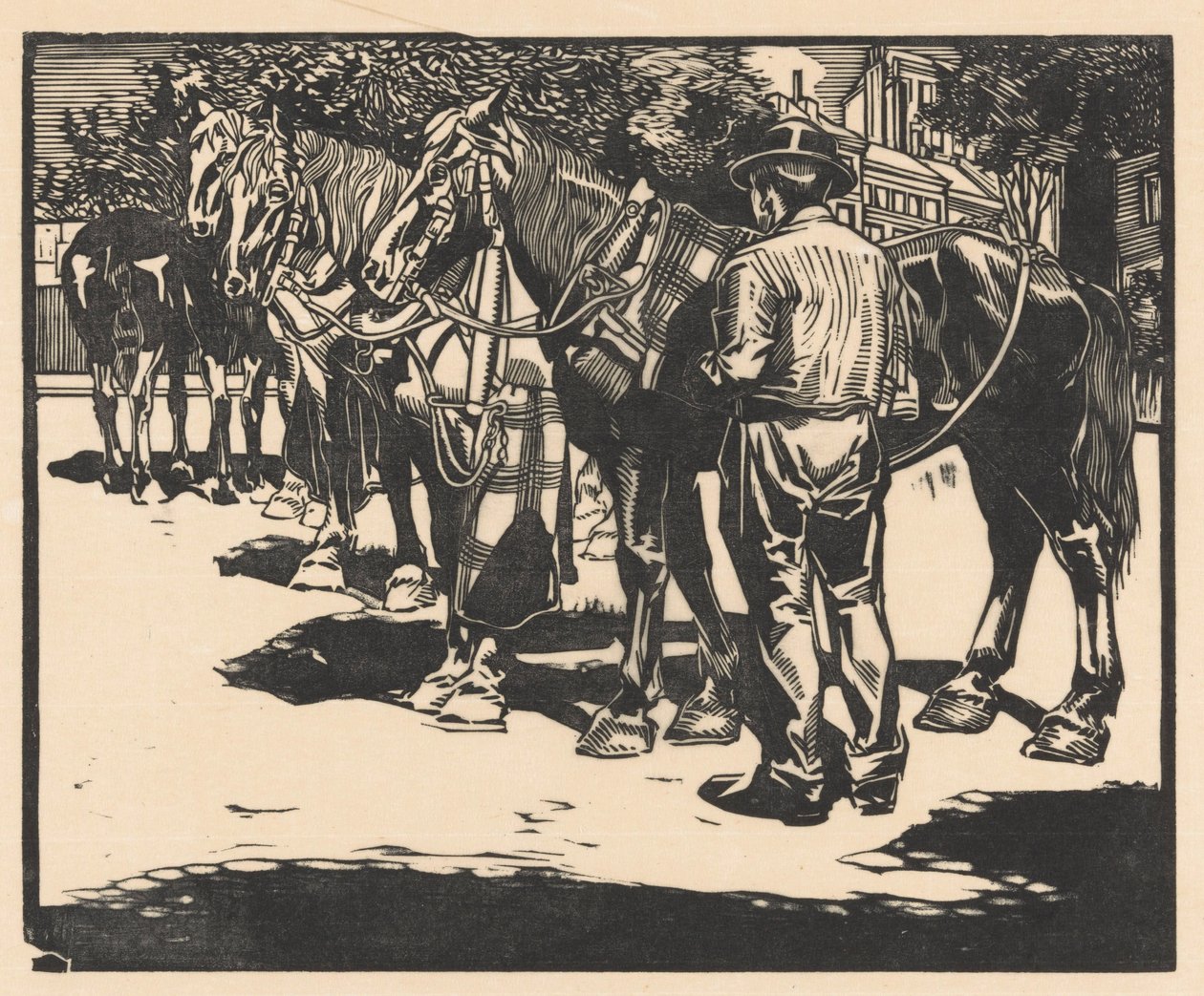 Rida hästar på ett torg av Johannes Josephus Aarts