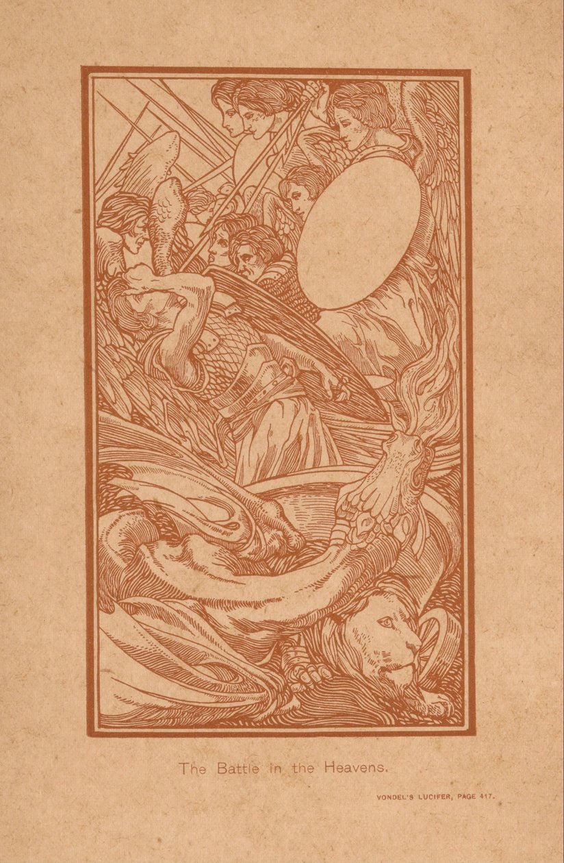 Strijd in the himmel The Battle in the Heavens (titel på objekt) av Johannes Josephus Aarts