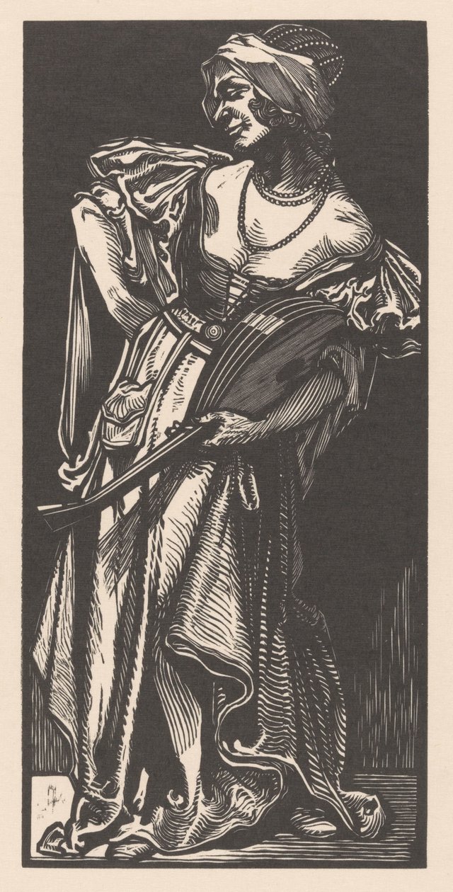Kvinna med luta av Johannes Josephus Aarts
