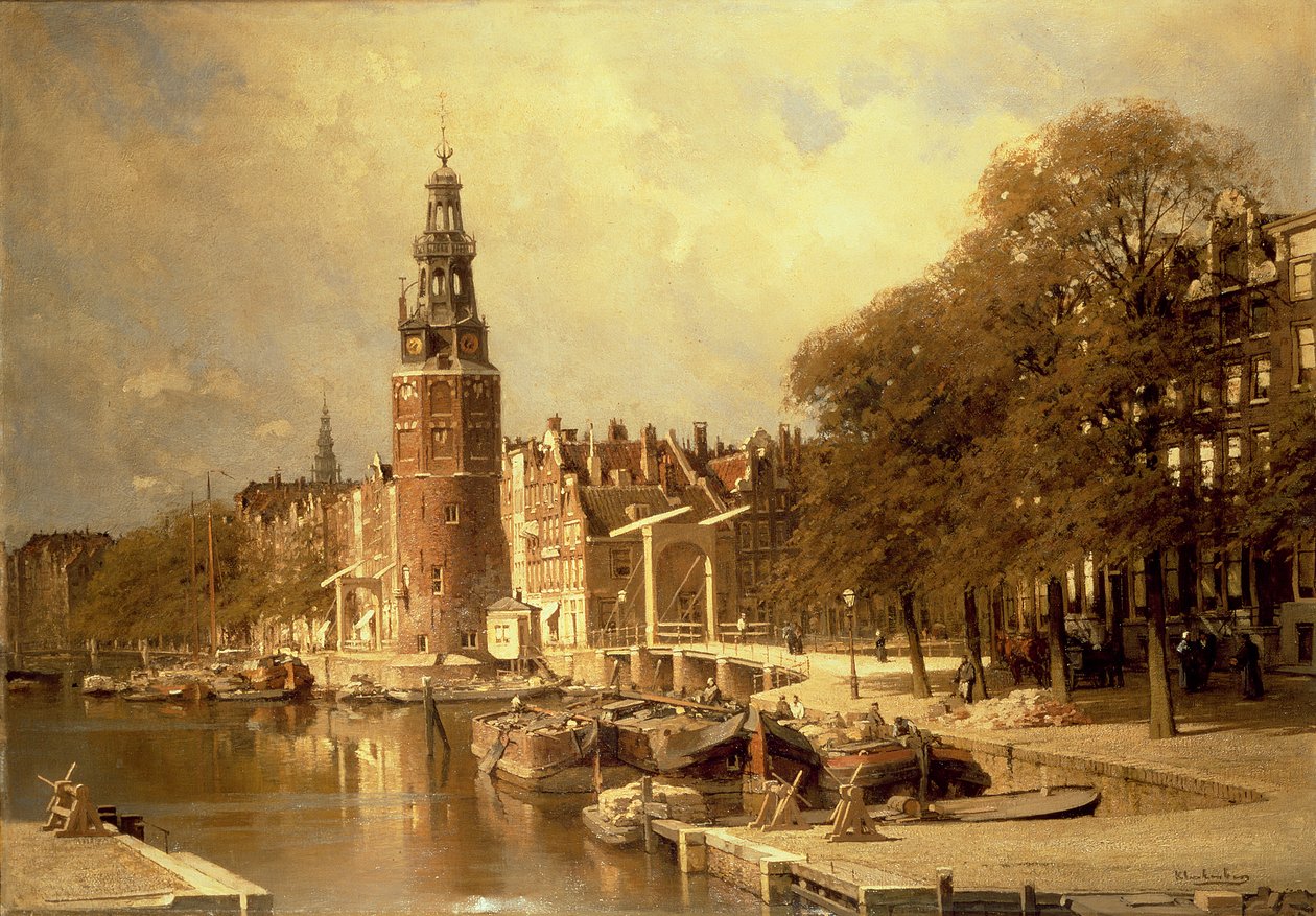 Utsikt över Kalk Market, Amsterdam av Johannes Karel Christian Klinkenberg