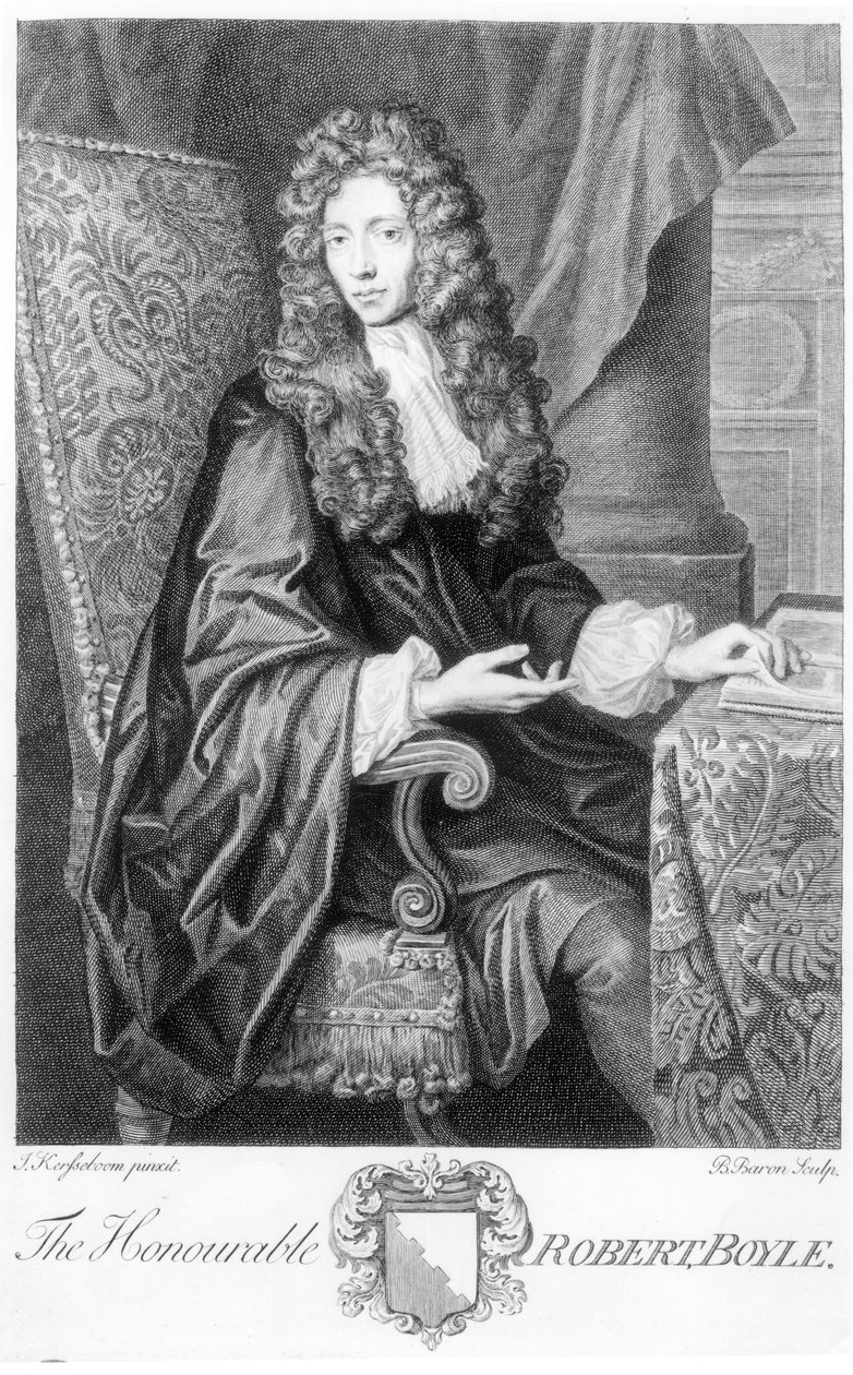 Den ärade Robert Boyle (1627-91) graverad av B. Baron av Johannes Kerseboom