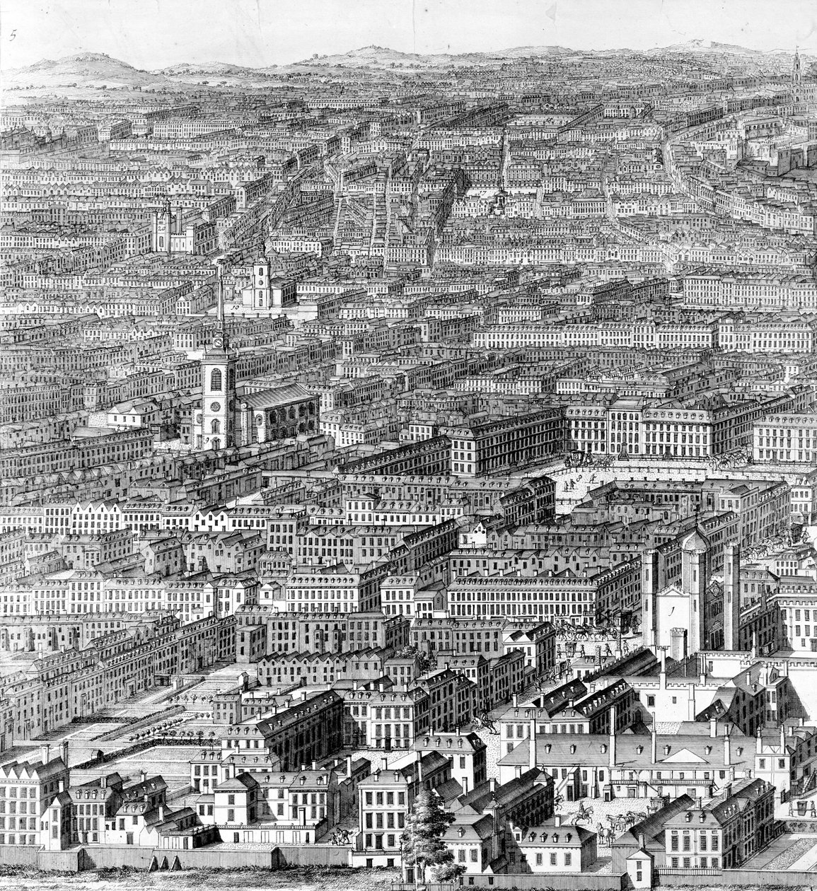 En prospekt av City of London, 1710 av Johannes Kip