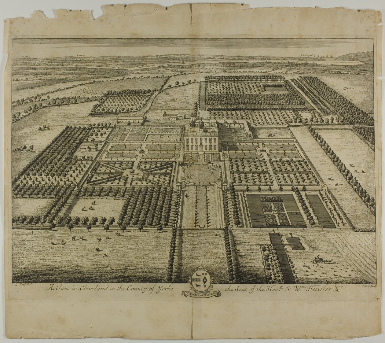 Acklam i Cleveland i County of Yorke, skylt 64 från Britannia Illustrata av Johannes Kip