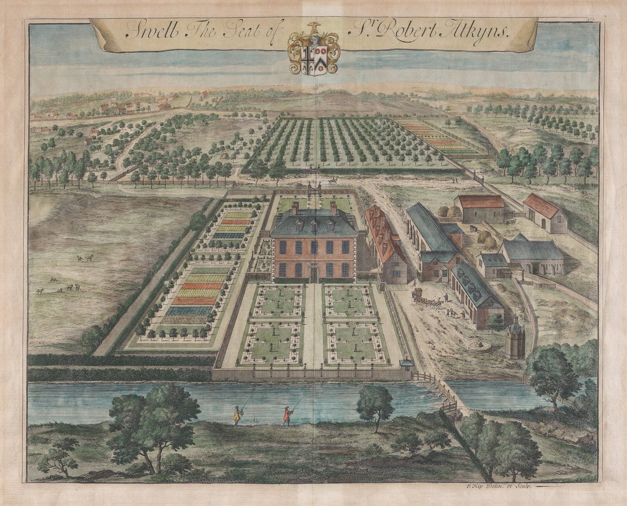 Swell, The Seat of Sir Robert Atkyns, [1712] återutgiven 1768. av Johannes Kip